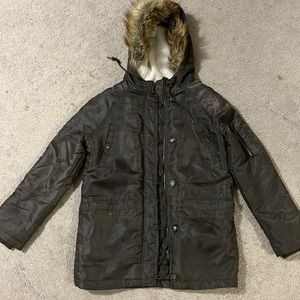 Light parka, dark olive green